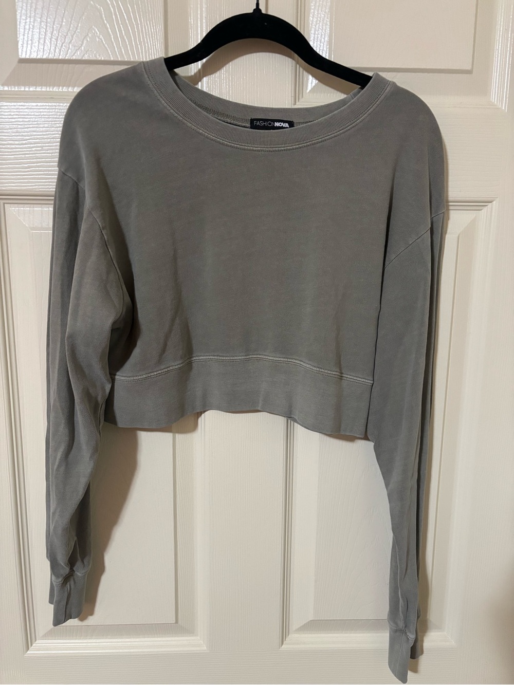 Fashion Nova Washed Green Cropped Crewneck Sweatshirt
